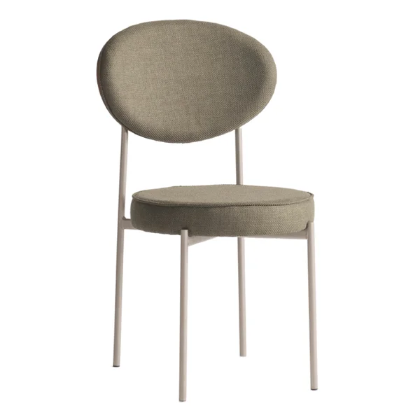 Cadeira Ana com Base Fixa de Aço com Pintura Epóxi Champagne Linho
